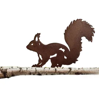 Molyorch Rostiges Eichhörnchen, Vögel Gartenstecker, Baumstecker Rost, Eichhörnchen Figur für Hof Outdoor Garten Hinterhof Rasen Deko
