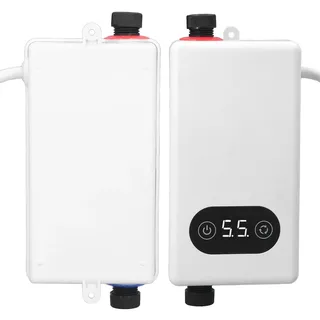 Frequenzumrichter Mini-Durchlauferhitzer 3400W Speicher, 2-in-1 | Sofortige Konstanttemperatur Ohne Vorheizen, G1/2-Anschluss, Warmwasserbereiter Für Küche Bad Waschbecken, 220V