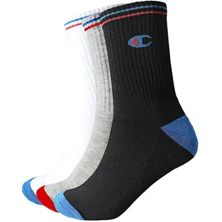 Champion Unisex Core Multicolor 3PP Crew Innensocken, Multicolore (Nero/Bianco/Grigio Melange Chiaro), 35-38 EU (2-5 UK)