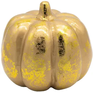 HEITMANN DECO – Deko-Kürbis in Gold mit Silbereffekt 18 x 18 cm - stilvolle Herbstdeko aus Styropor – glänzend & elegant – Tisch-, Regal- & Fensterbank-Dekoration