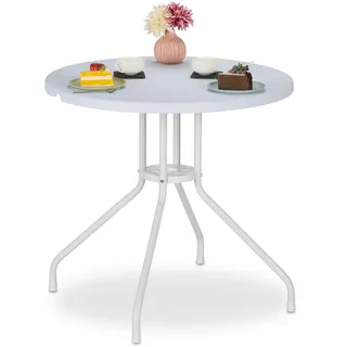 Relaxdays Gartentisch Ø 80 x 74 cm Weiß