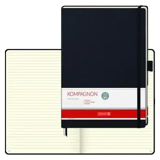 Brunnen Brunnen, Notizbuch KOMPAGNON A4 liniert, schwarz Hardcover 192 Seiten, 1 St.