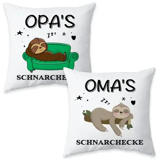 Shoppawhile Oma und Opa Geschenke Geschenk für Oma und Opa Faultier Kissenbezug 45x45cm Muttertag Vatertag Weihnachten