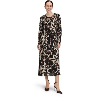 Betty Barclay Damen Plisseekleid Langarm 46, Beige/Braun