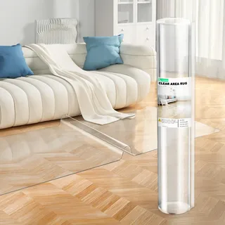 0.9 x 1.2 M Fuß durchsichtige Läufermatte aus Kunststoff, Läuferteppich für den Flur, 2mm Dicker durchsichtiger transparenter Vinyl-Bodenteppich, großer Teppich für Eingangsbereich