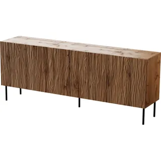 Furniture24 Sideboard 190 cm JUNGLE mit 4 Türen Kommode Wohnzimmerschrank Schrank Wotan Eiche - Braun