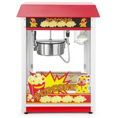 HENDI Popcorn-Maschine, Popcornmaschine, Popcorn Maker, mit Krümelschublade, 230V, 1500W, 560x420x(H)770mm, Aluminium, rot