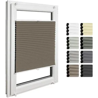 Home-Vision Premium Doppelplissee mit Klemmfix Weiß-Dunkelbraun B100xH120 | Wabenplissee ohne Bohren Modern Klemmfix Blickdicht Plissee Sonnenschutz Hitzeschutz Jalousie für Fenster Thermo