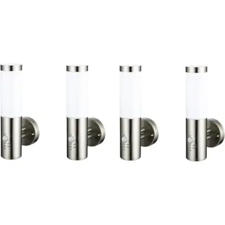 Außen-Wandleuchte "Montana" Edelstahl, mit Bewegungsmelder : 4er Set - Silber, Weiß