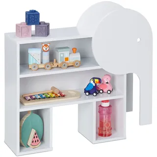 Relaxdays Kinderregal Elefant 60,5 x 64,5 x 20,5 cm MDF weiß