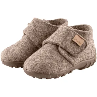 Sterntaler Hausschuhe uni - Unisex Hausschuhe aus Wollfilz - Baby und Kinder Hüttenschuh mit rutschfester Sohle - Kindergarten Pantoffeln mit Klettverschluss, braun, 21