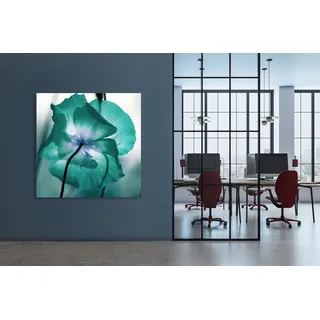 Queence »Akustikbild Blüte in Türkis« Blumen Blumenbilder Natur 1 Stk. tlg. Einfache Akustiklösung ohne Baumaßnahme, Schalldämmung, Paneele