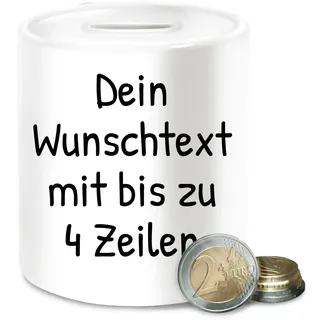 Spardose - Aufdruck selbst gestalten - Wunschdruck Text Namen I Eigener Custom Text - Unisize - Weiß - Geschenke für frisöre trinkgeldkasse wunschtext Trinkgeld Kasse bierkasse kaffeekasse