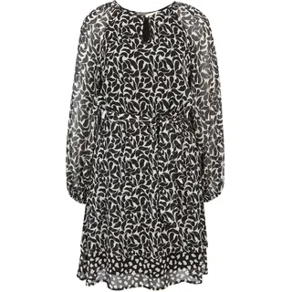 Chiffonkleid CARTOON "Chiffonkleid mit Muster", Damen, Gr. 36, EURO, schwarz (schwarz, weiß), 100% Polyester PES., Kleider Chiffonkleid