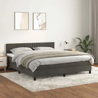 vidaXL Boxspringbett mit Matratze Dunkelgrün 180x200 cm Samt - Grün