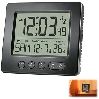 Digitaler Funk Wecker, Funkwecker mit 2 Alarm Clock Kostenlose Batterie
