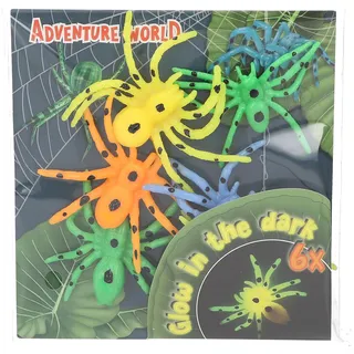 DEPESCHE 13347 Dino World - Glow in the Dark Spinnen, in Neon-Farben, 6 Stück, Plastik-Spinnen die im Dunklen leuchten