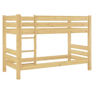 Teilbares Etagenbett Massivholz Kiefer 90x200 Hohes Stockbett Zubehör wählbar V-60.11-09Ni70Rollrost. Matratzen und Bettkasten inkl. - Braun