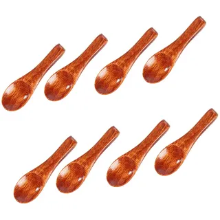 HUATEEN Mini-Holzlöffel-Set – 8 kleine Salz- und Gewürzlöffel (6 cm), natürliche Phoebe Zhennan-Holzlöffel für Küche, Honig, Kaffee und Kochutensilien (braun)