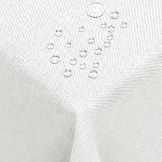 DecoHomeTextil Leinen Optik Tischdecke, Quadratisch 130 x 130 cm Weiß, wasserabweisend, fleckenabweisend, abwaschbar, Lotuseffekt, bügelfrei