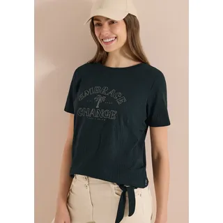 Cecil Rundhalsshirt Sommershirt im Ausbrenner-Look Grün L