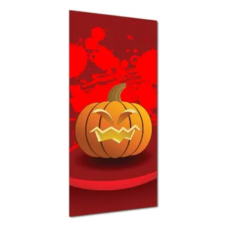 Wallario selbstklebende Duschrückwand 90 x 180 cm mit Motiv Geschnitzter Halloween-Kürbis im Comic Stil - Wandverkleidung mit Hochglanzlaminat in Glasoptik