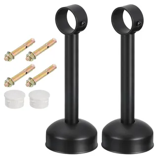 QUARKZMAN 2 Satz Deckenmontage Gardinenstangenhalter, Passend für 32mm/1,26" Rohrlänge 200mm/7,87" Edelstahl Gardinenstangen Haken Halter für Wände Kleiderschrank Rohr Gardinenrohr, Schwarz