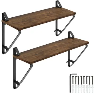 tectake Wandregal 2er Set Irvine,60 x 20 x 33,5 cm,Industrial Holz dunkel, rustikal , Holzwerkstoff , Quadratisch , 20x33.5x60 cm , Wohnzimmer, Regale, Wandregale