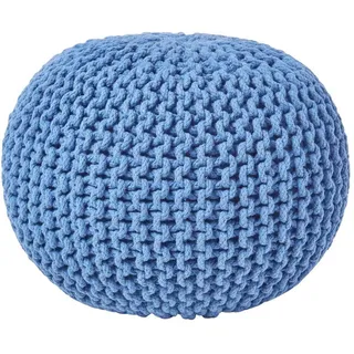 Homescapes Strick-Pouf blau, 40/40/35 cm , Textil , Uni , Rund , 40x35x40 cm , Wohnzimmer, Sessel, Hocker & Hockerbänke, Poufs