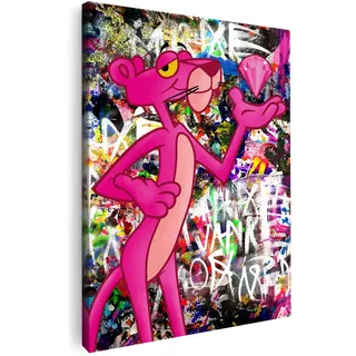 Artmazing | Pink Panther bunt | Poster | Graffiti Bild | Pop Art Bilder Leinwand | Coole Wandbilder Wohnzimmer | Kunstdruck Leinwand | Wandbild XXL | Buntes Poster für Wand
