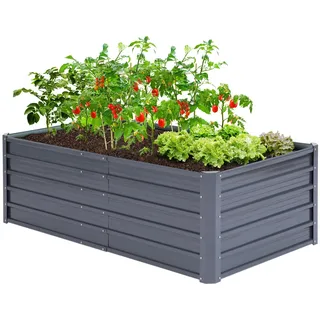Ohuhu Hochbeet Metall Pflanzenbeet 180x90x60 cm, Hochbeete für Garten aus robustem Stahlblech mit stabilem Design, Rostschutz und Langer Haltbarkeit – Ideal für Gemüse, Kräuter & Blumen Anthrazit