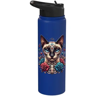 Siamkatze Skelett Siamese Cat Halloween Siamesische Katze Stainless Steel Insulated Water Bottle