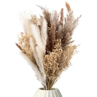 Mia Milano Trockenblumen Strauß mit echtem Pampasgras und Eukalyptus I Getrocknete Blumen Deko Wohnzimmer I Boho Blumenstrauß aus getrockneten Naturprodukten
