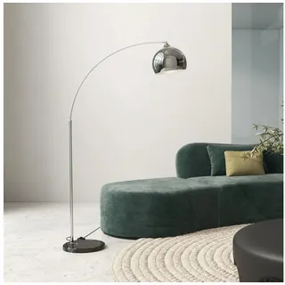 Homcom Stehlampe höhenverstellbar, schwenkbar Stehleuchte exkl. Leuchtmittel, 40 W Bogenlampe mit E27 Sockel, für Schlafzimmer, Silber