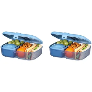 Sistema Ribbon Bento Box Brotdose mit flexiblem Einsatz und Joghurt-/Fruchtbehälter | Mit recyceltemozeangebundenem Kunststoff | 1,1 L Lunchbox im Bento Style | BPA-frei (Packung mit 2)