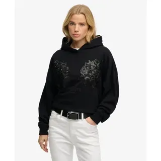 Superdry für Damen. W2012463A Sweatshirt Tattoo Embellish Oversize schwarz (L), Lässig, Baumwolle