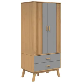 vidaXL Kleiderschrank OLDEN Grau Braun 76,5x53x172cm Massivholz Kiefer - Grau