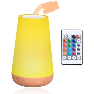 LED Nachttischlampe, Kinder Nachtlicht Stimmungslicht Touch Dimmbar RGB 13 Farbwechsel, Tragbare Atmosphäre Tischlampe mit Fernbedienung & USB Aufladung Ladefunktion für Baby SchlafZimmer Kinderzimmer