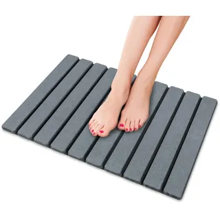 iHomara Badematte Stein, Faltbare natürliche Kieselgur Anti-Rutsch Badematte, schnell trocknend, super saugfähig, 60 * 39 cm Dusche Bodenmatte für Bad, Haus und Küche
