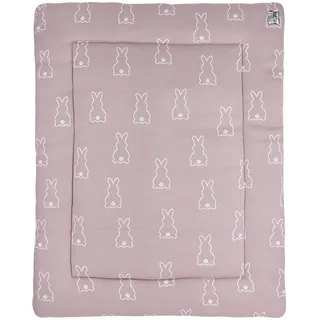 Meyco Baby X Mrs.Keizer Rabbit Laufgittereinlage (weiches und sicheres Material, doppelseitiges Design, Außenseite aus 100 % Baumwolle, Rückseite aus 100 % Velvet, Größe: 77 x 97 cm), Lila