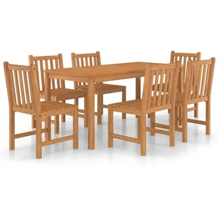 vidaXL 7-teiliges Garten-Ess-Set 160 x 80 cm Massivholz Teak - Braun