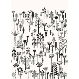 Rasch Tapete 557879 - Fototapete auf Vlies mit abstrakten Pflanzen in Schwarz und Weiß aus der Kollektion Onzself - 2,80 m x 2,00 m (LxB)