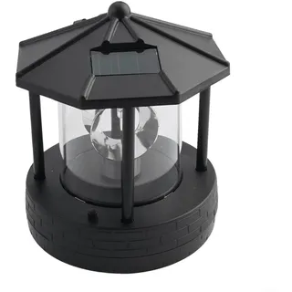 ARMYJY Solar-Leuchtturm, 14,5 x 14,5 x 17,5 cm, wasserdicht, ABS, 360° drehbare Laterne mit zwei Solarzellen für Garten, Terrasse, Wegdekoration, Beleuchtung (schwarz)