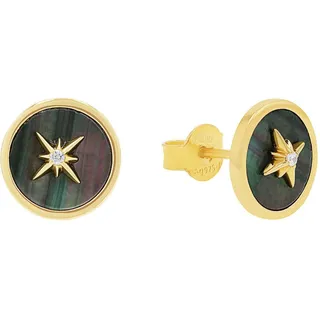 s.Oliver Paar Ohrstecker »Stern« mit Zirkonia (synth.) - mit Perlmutt, grün