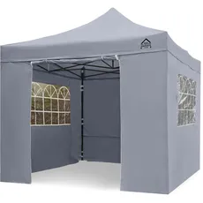 All Seasons Gazebos 3x3m vollständig wasserdichtes Faltpavillon mit 4 hochwertigen Seitenteilen - Metallisch Grau