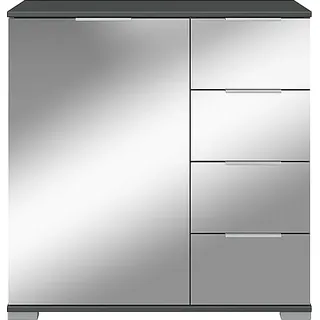 Schlafzimmer Kommode in graphit mit Spiegelfront ELSTRA-43, B/H/T ca. 81/83/41 cm - Grau