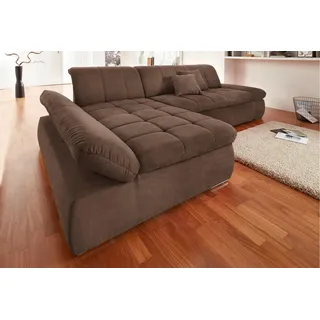 DOMO collection Ecksofa »NMoric XXL, B/T/H: 300/172/80cm, Revamierenabschluss L-Form«, wahlweise mit Bettfunktion und Armlehnverstel,lung braun