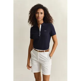 Poloshirt GANT "SLIM CONTRAST COLOR", Damen, Gr. M, blau (evening blau), Single Jersey, Obermaterial: 97% Baumwolle, 3% Elasthan, unifarben, slim fit normal, Rundhals, eingesetzt gerader Abschluss, Shirts Poloshirt, Slim fit mit Polokragen