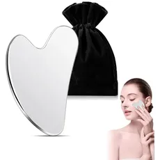 Gua Sha Edelstahl - Gua Sha Stein Massagetool für Gesicht und Körper, Guasha Tool für Lymphdrainage und Muskelentspannung, Metal Gua Sha für Gesicht, Augen, Hals, und Rücken