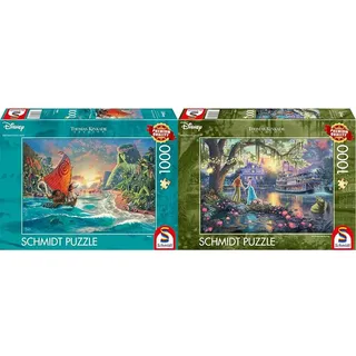 Schmidt Spiele 58030 Thomas Kinkade, Disney, Vaiana, Moana, 1000 Teile Puzzle, Normal & 57527 Thomas Kinkade, Disney, Froschkönig